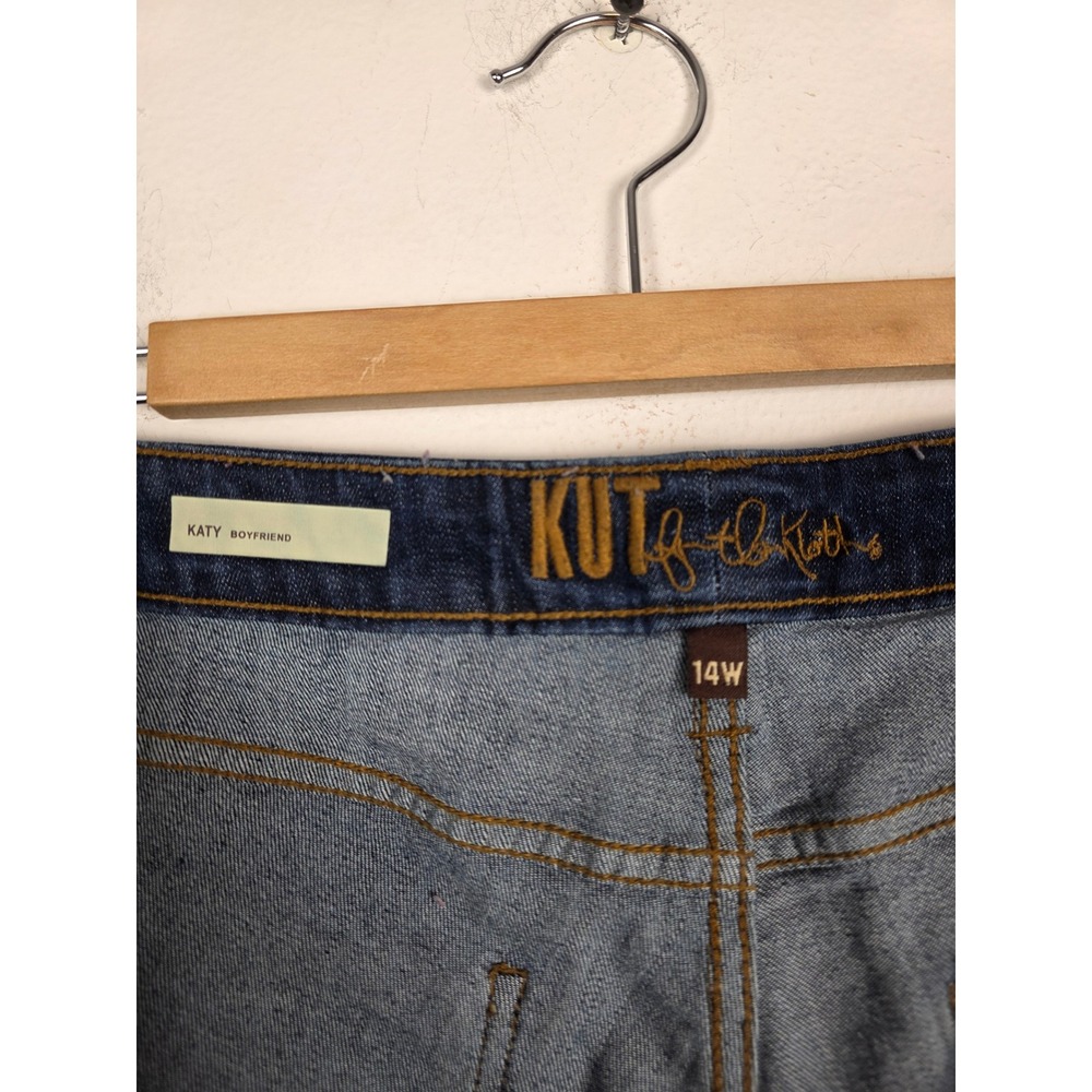 Kut from the‎ Kloth Katy Boyfriend Jeans Dark Wash Blue Plus Size 14W KP799GI7R - Picture 5 of 7